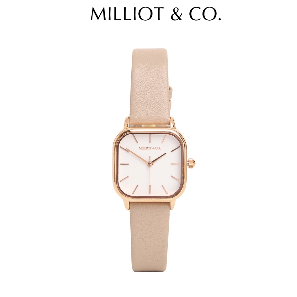 Milliot & Co Ainsley Rose Gold Leather Strap Watch